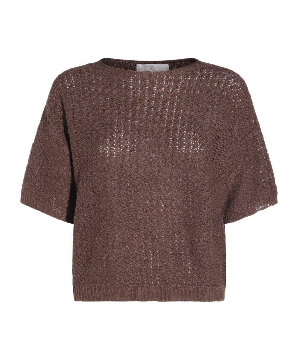 Antonelli Brown Linen And Cotton Top