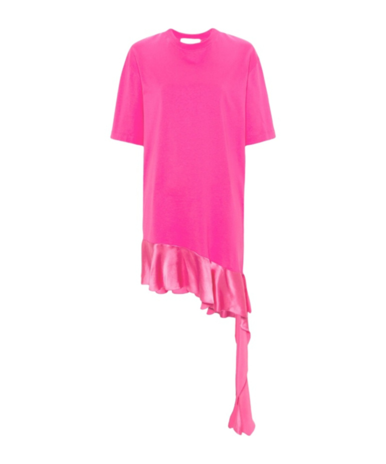 Msgm Short-sleeve Cotton T-shirt Dress In Pink
