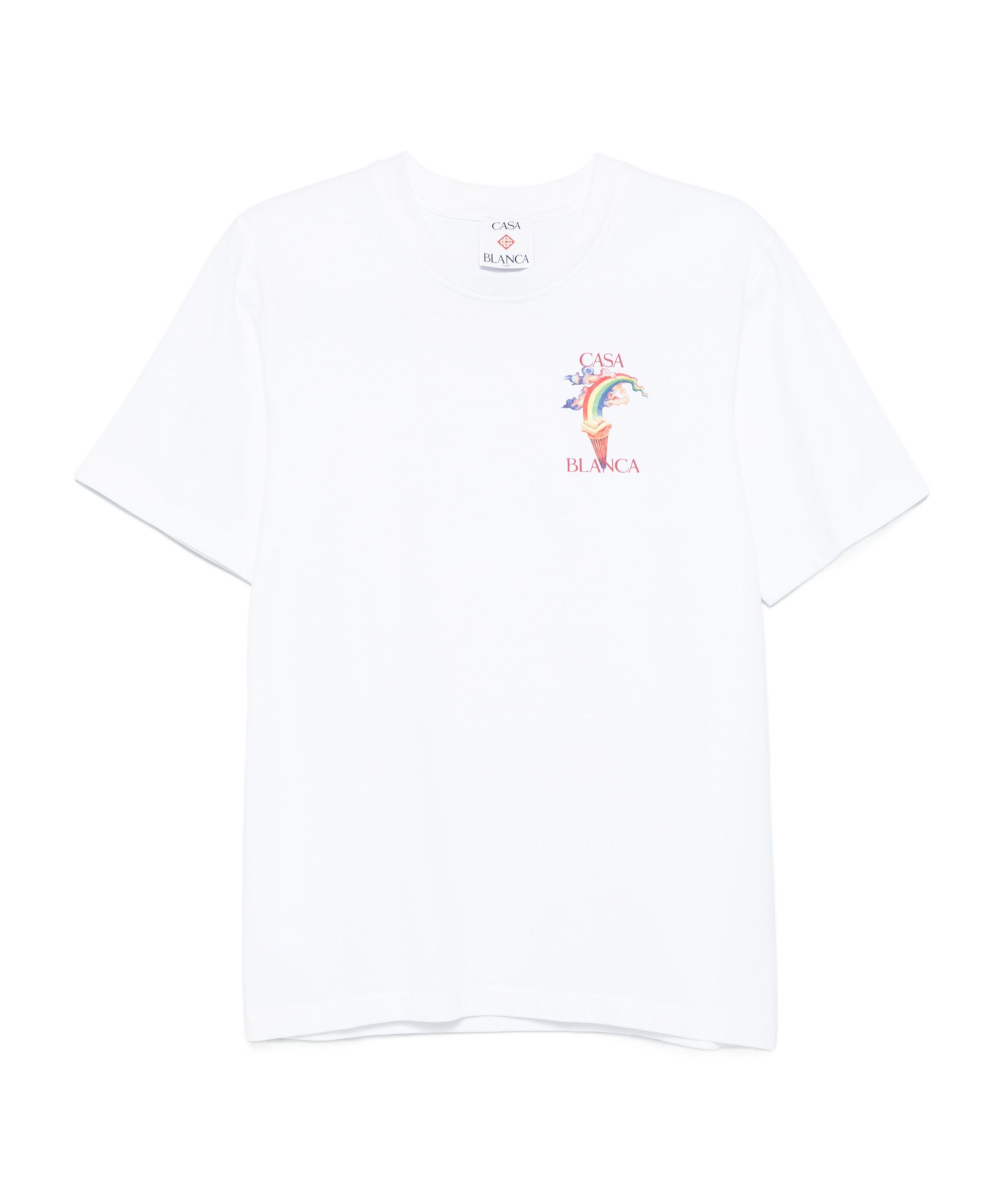 Casablanca White Crewneck T-shirt With Logo Detail On The Front And Maxi Logo Print On The Rear In Cotton Man In White