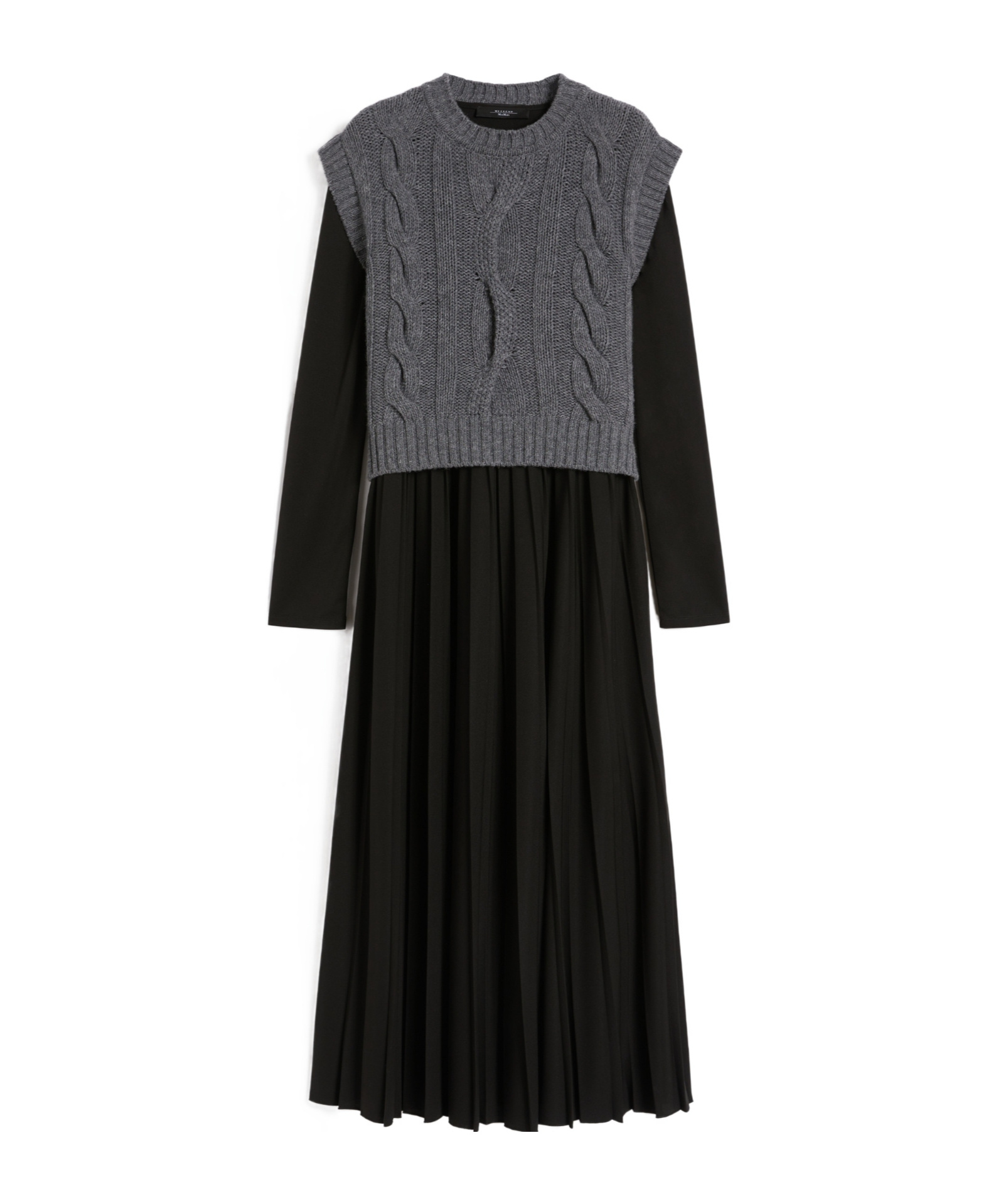 Weekend Max Mara Ebro Mixed Media Long Sleeve Sweater Maxi Dress In Multi