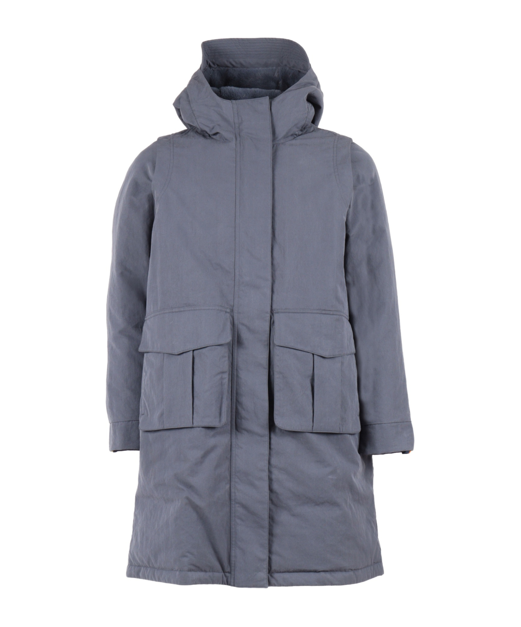 K-way Long Hooded Parka In Gray