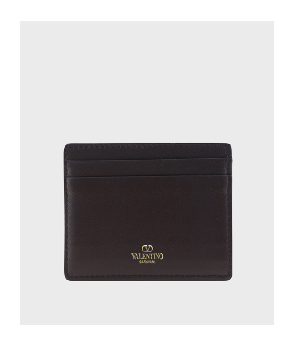 Valentino Logo Printed Card Holder In Black