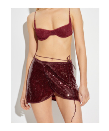 Oseree Oséree Sequin Embellished Mini Skirt In Brown