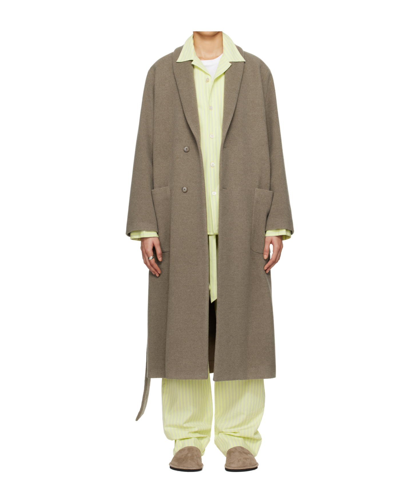 Tekla Ssense Exclusive Taupe Auralee Edition Robe Coat In Gray