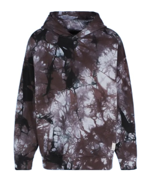 Emporio Armani Asv Black Blue Capsule Collection Oversize Organic-jersey Hooded Tie-dye Print Sweatshirt In Black