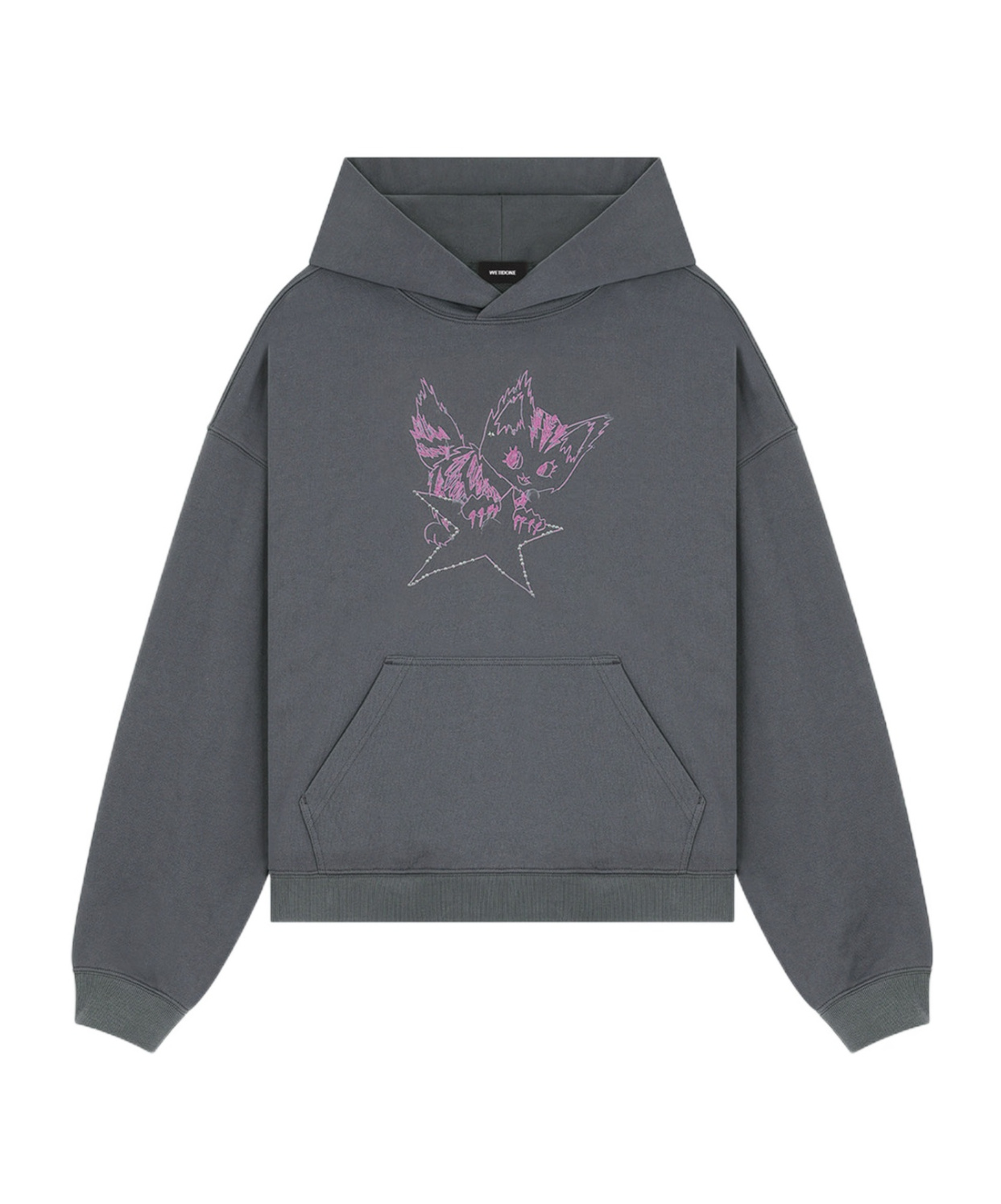 We11 Done Monster-print Cotton Hoodie In Gray