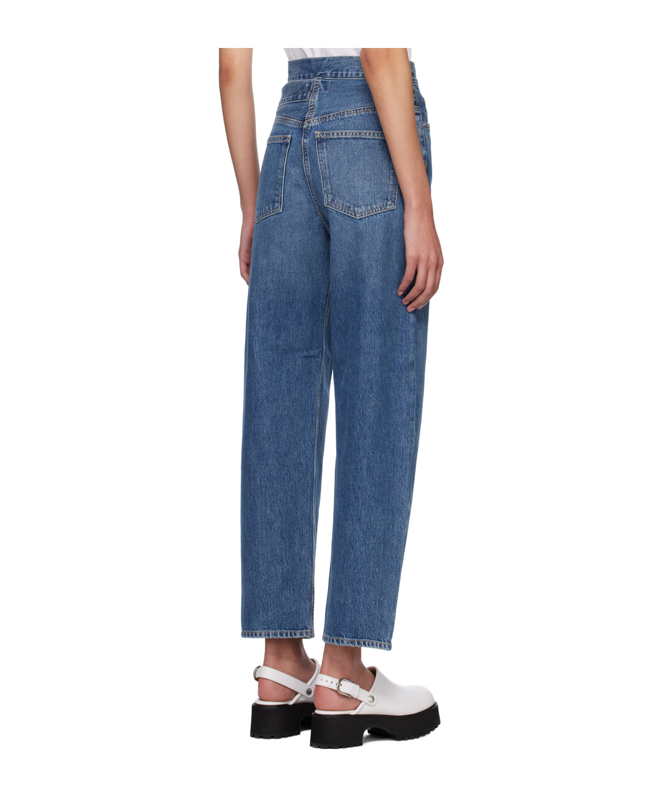 Agolde High Waist Denim Trousers In Blue