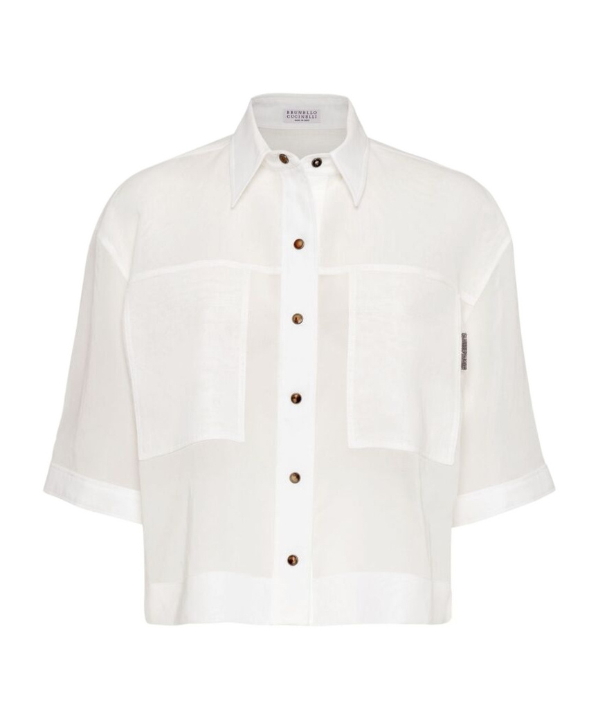 Brunello Cucinelli Cotton Shirt With Jewel Application In White