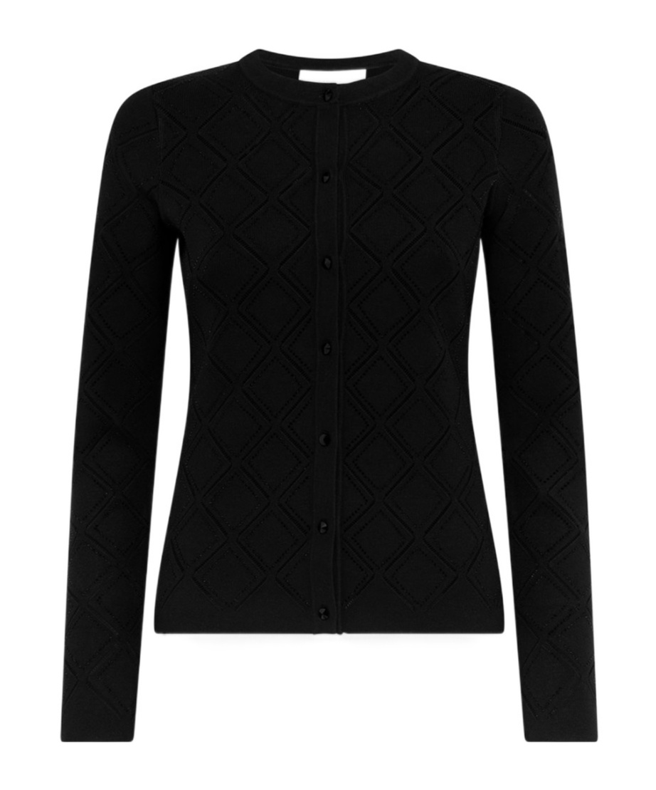Blugirl Open-work Long-sleeved Knitted Sweater In Black