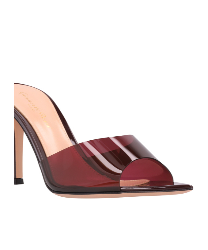 Gianvito Rossi Elle 105 Pointed-toe Plexi Sandals In Burgundy