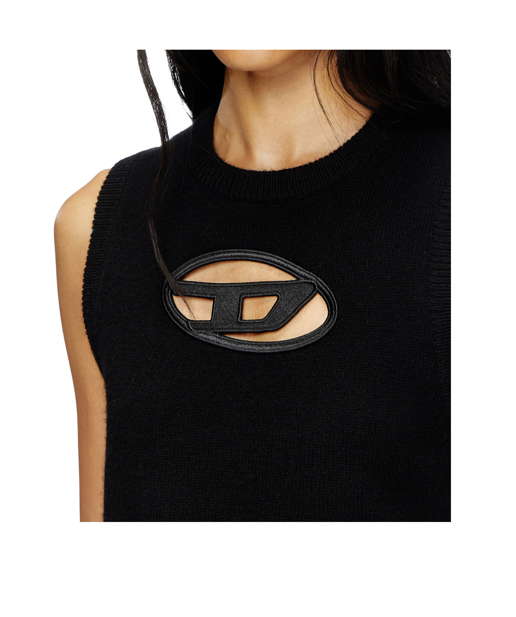 Diesel Knit Tank Top In Cashmere Blend In Black