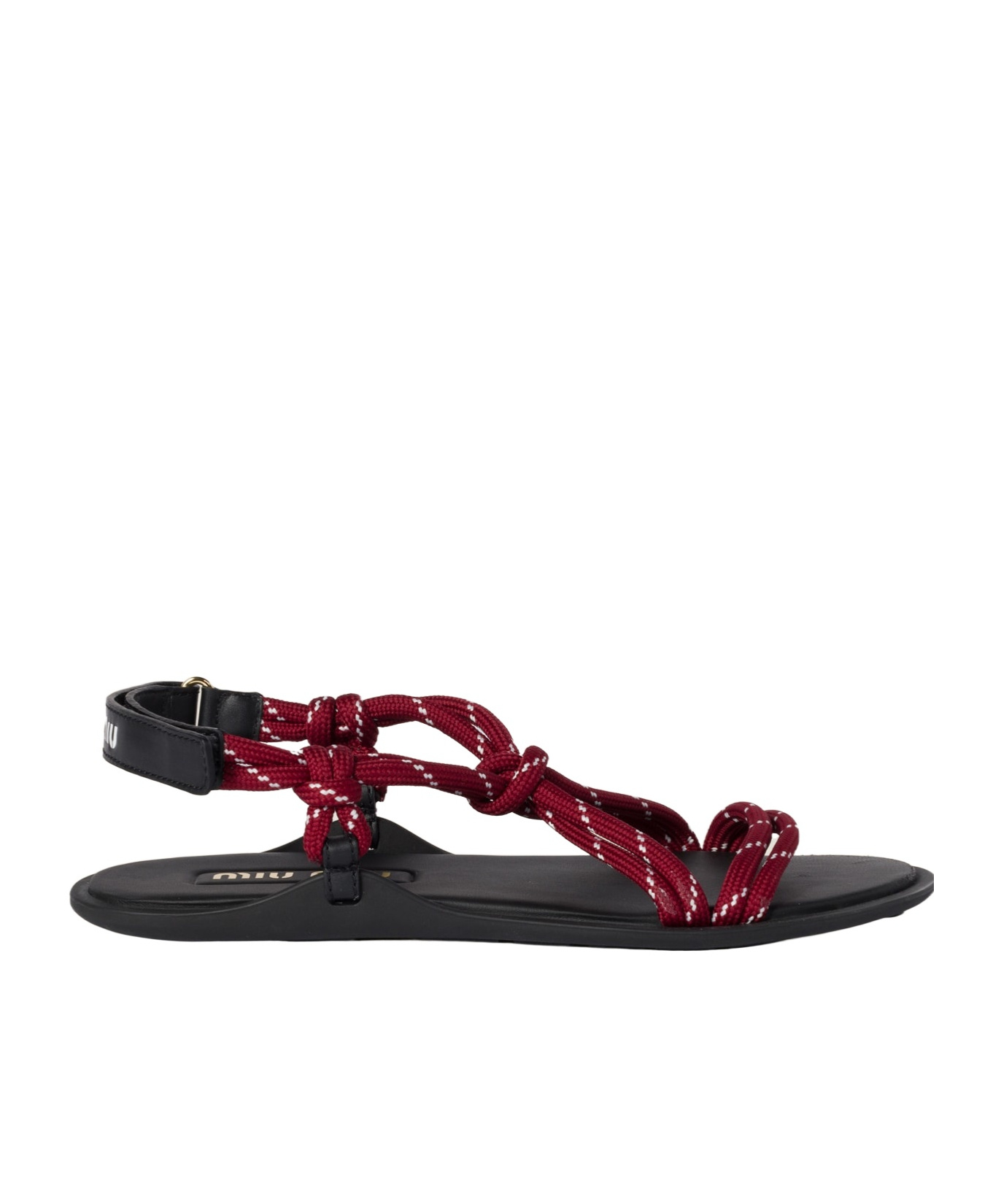 MIU MIU RIVIÈRE CORD AND LEATHER SANDALS
