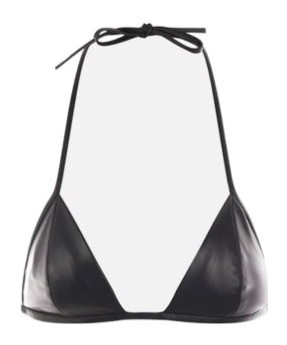 Rick Owens Snake Print Leather Triangle Bra In Black