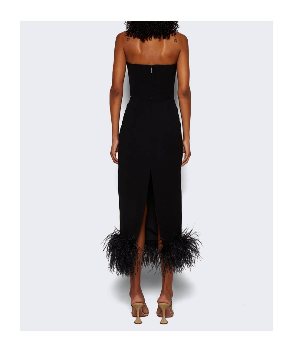 16arlington Off-the-shoulder Feather Trim Dress In Black