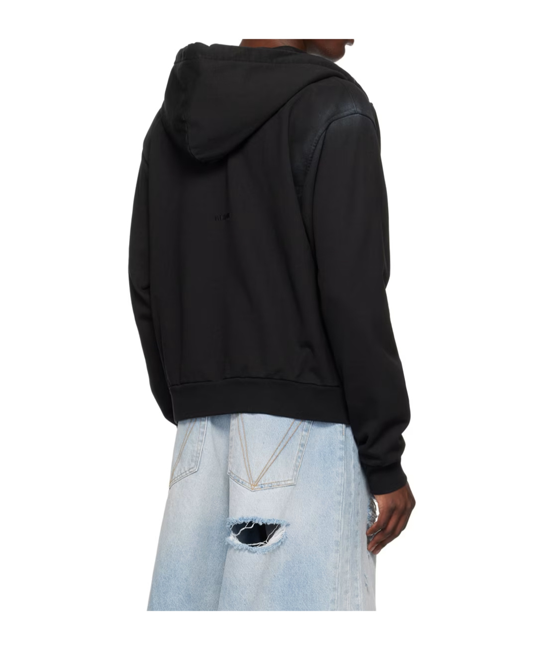 We11 Done Zippered Hooded Sweatshirt In Black