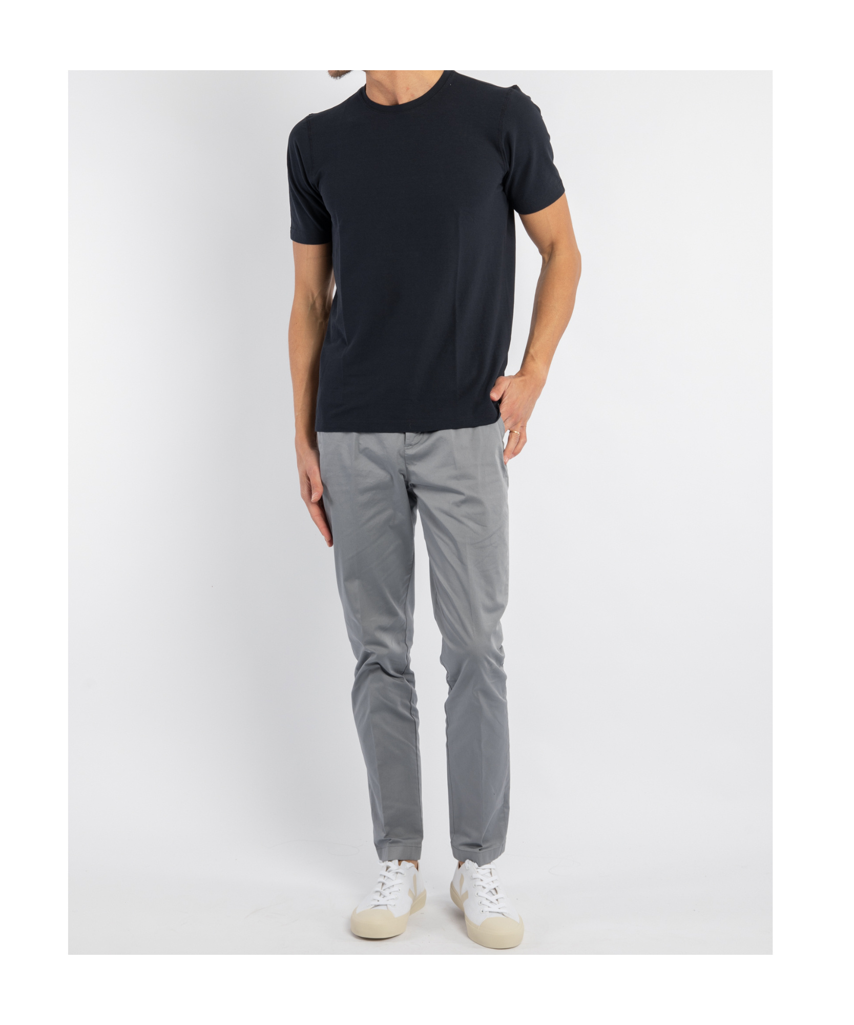 Gran Sasso T-shirt M/c Retta In Filo Cotone Organico T-shirt In Black