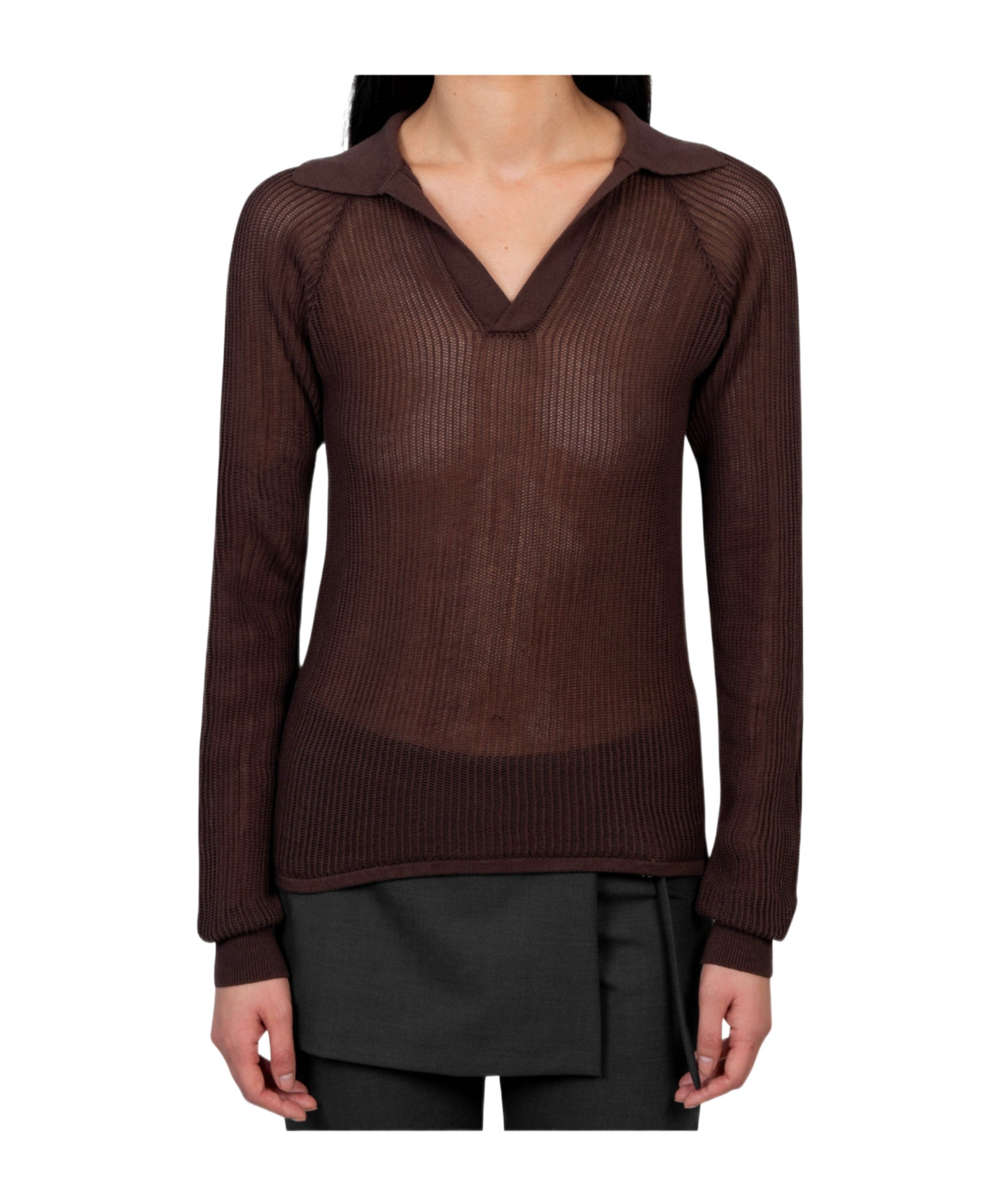 Paloma Wool Dandy Open Stitch Long Sleeve Polo