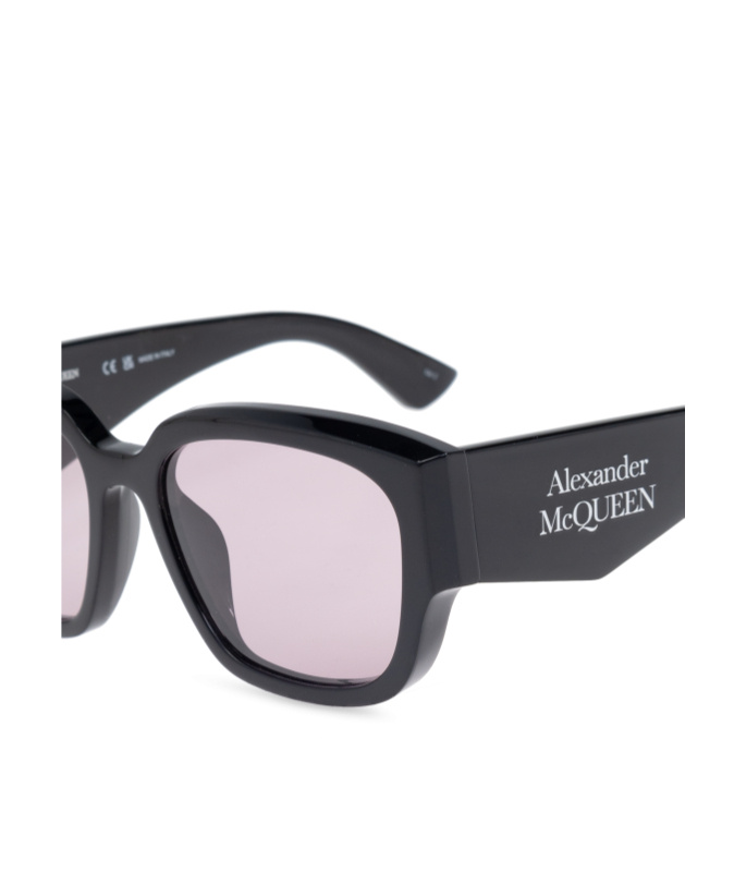 Alexander Mcqueen Engraved-logo Arm Sunglasses In Purple
