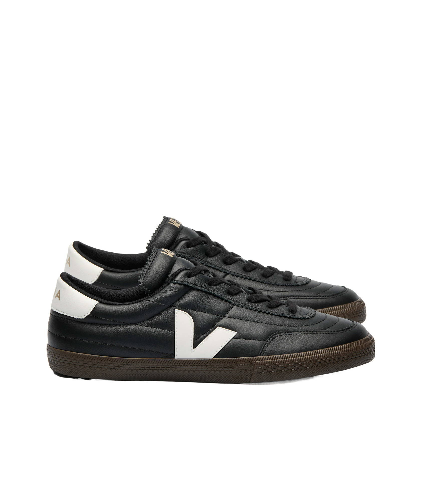 Veja Panenka Black Sneaker With Logo On The Side And Contrasting Heel In Leather Unisex In Black