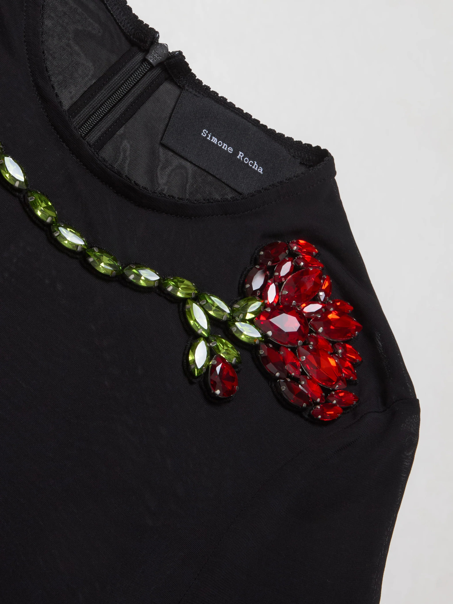 Simone Rocha Embellished Carnation Fitted Mesh Dress In Multi