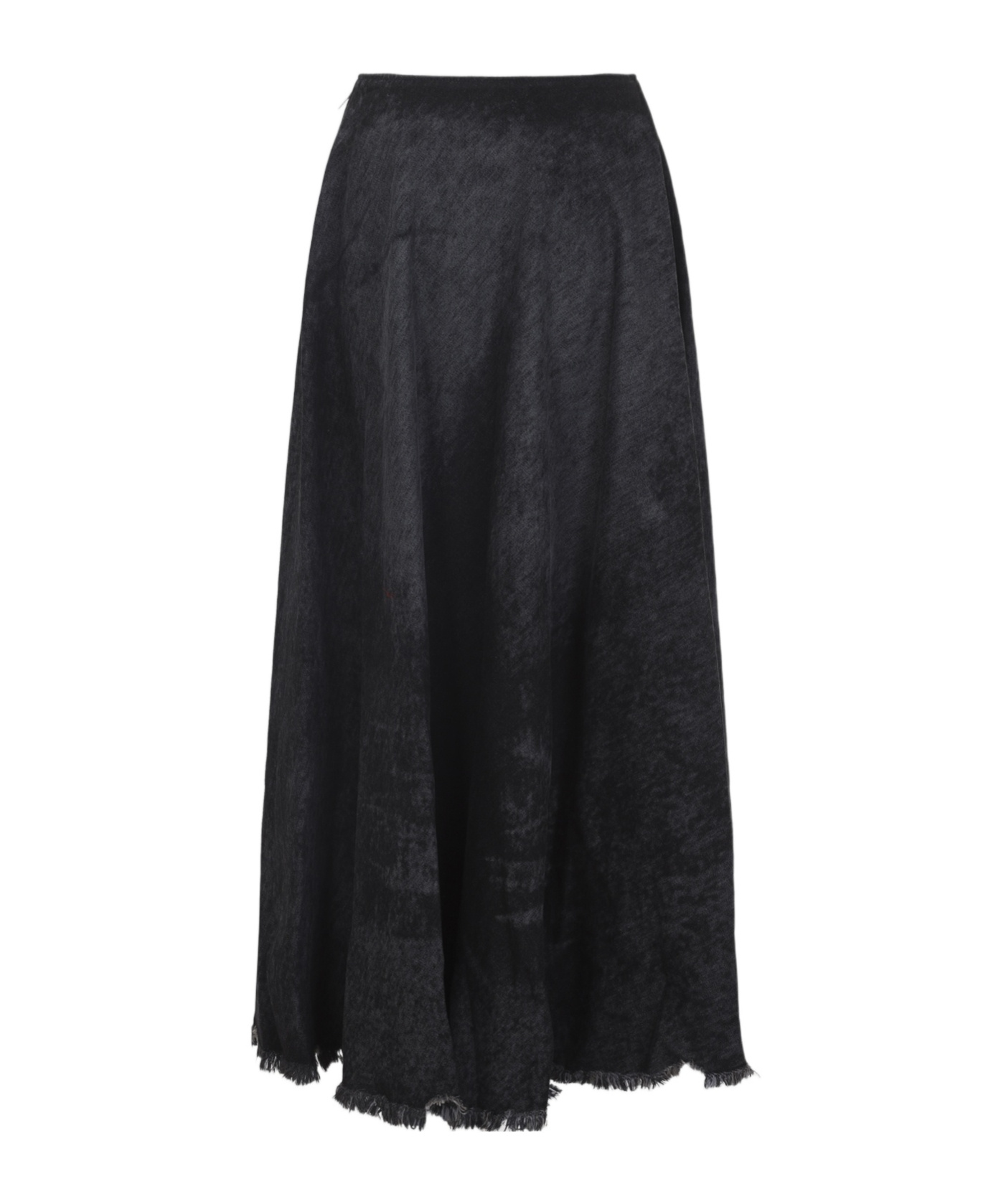 Diesel Grey Skirt With Oval D Logo Plaque And Frayed Edges In Cotton Blend Woman In Black