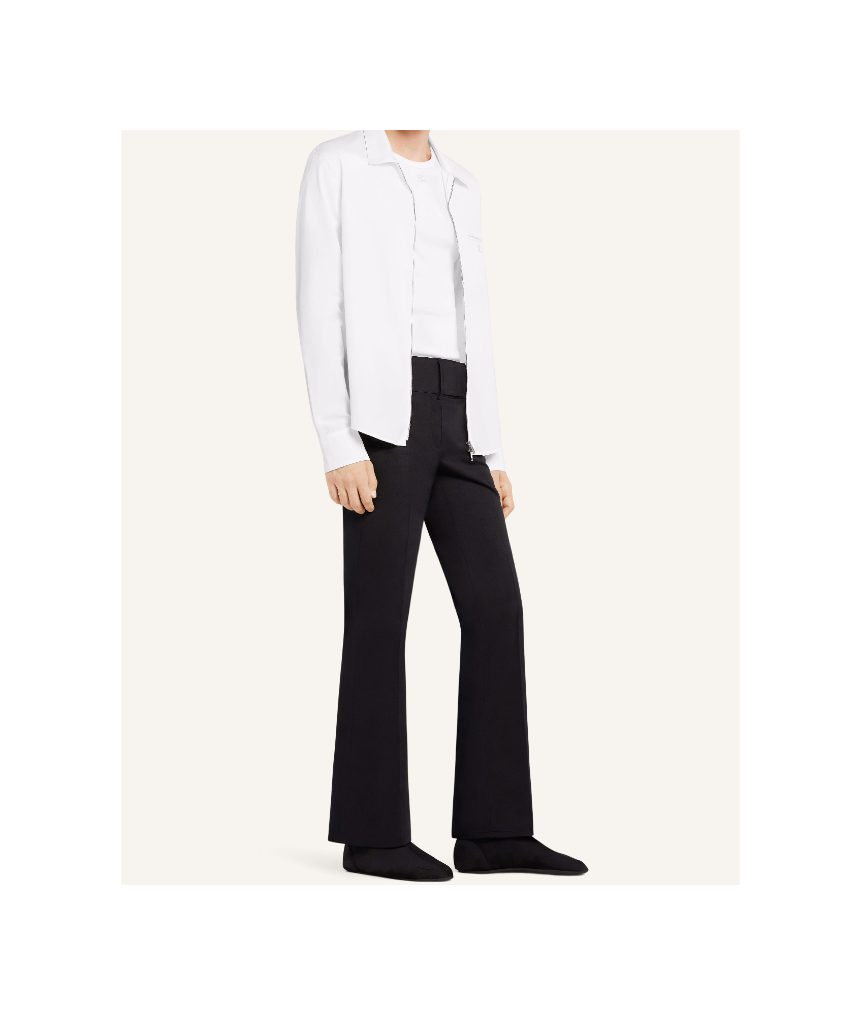 Courrèges Popeline-hemd Mit Reissverschluss In White