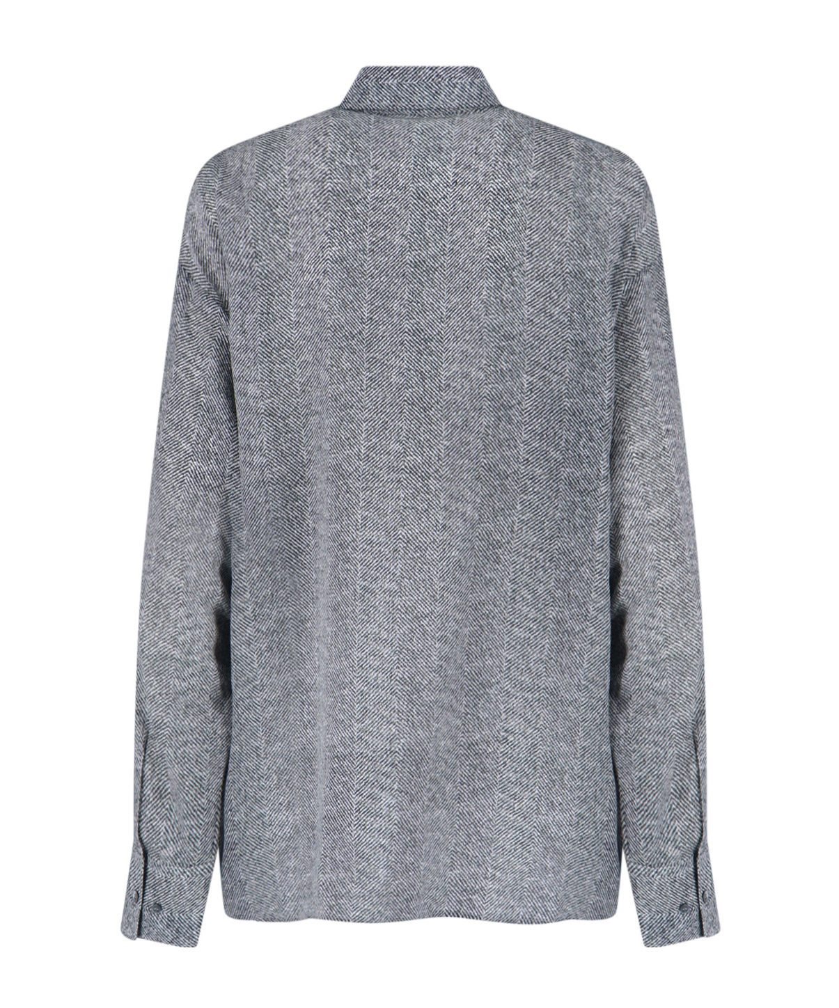 Ermanno Scervino Casual Long Sleeve Herringbone Pattern Top In Gray