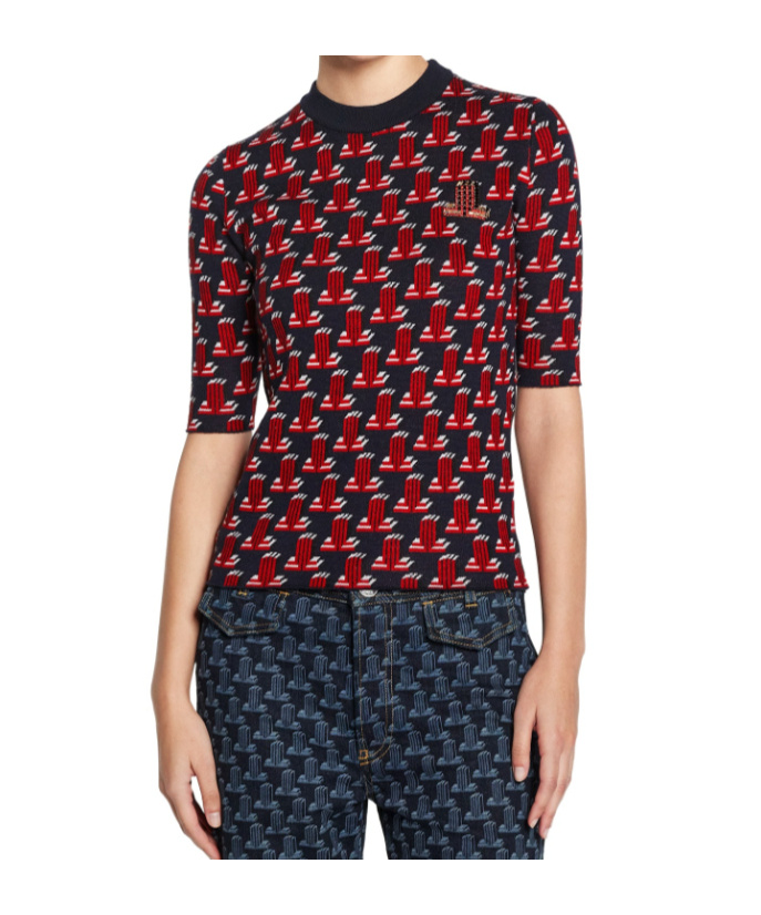 LANVIN MONOGRAM-PRINT FINE-KNIT JUMPER 