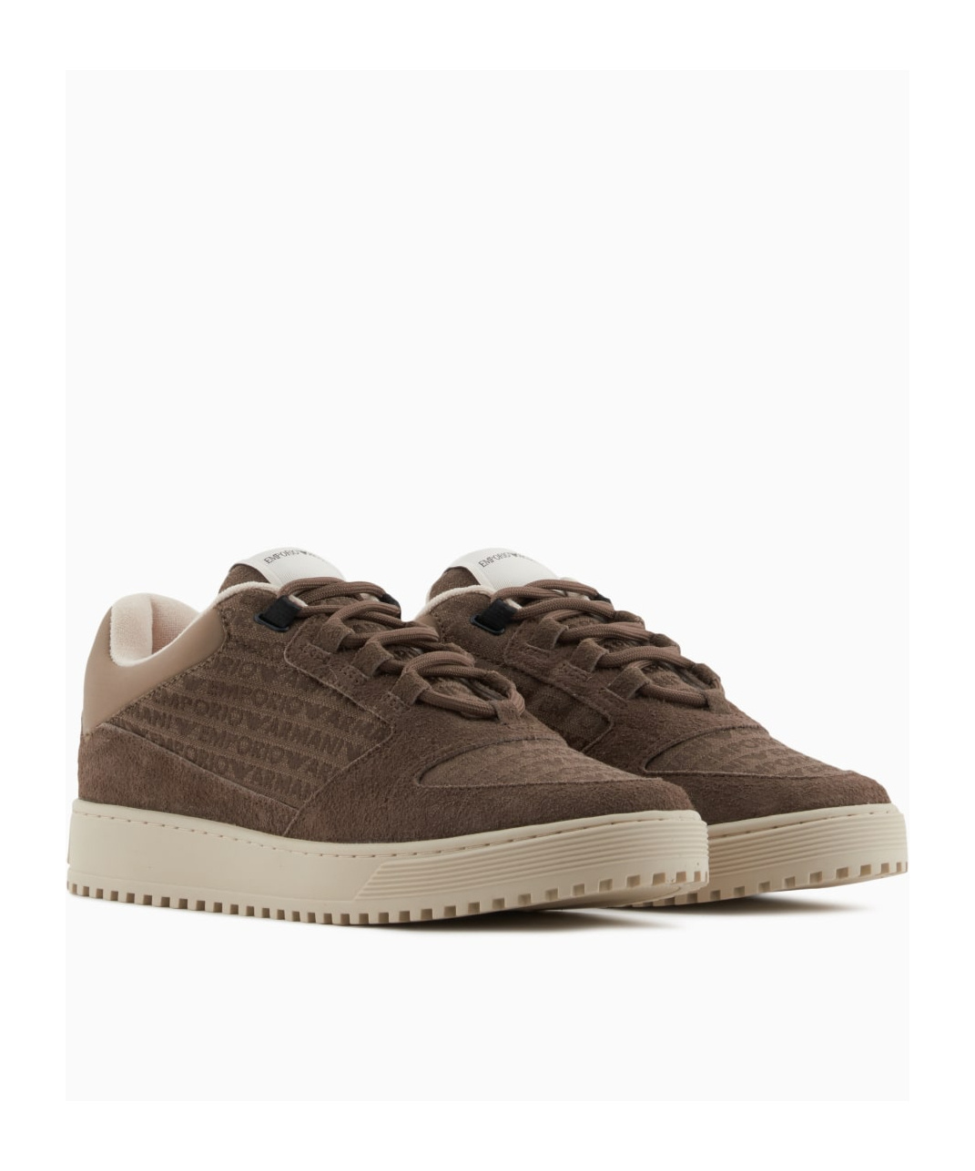 Emporio Armani Suede Leather Sneakers In Brown