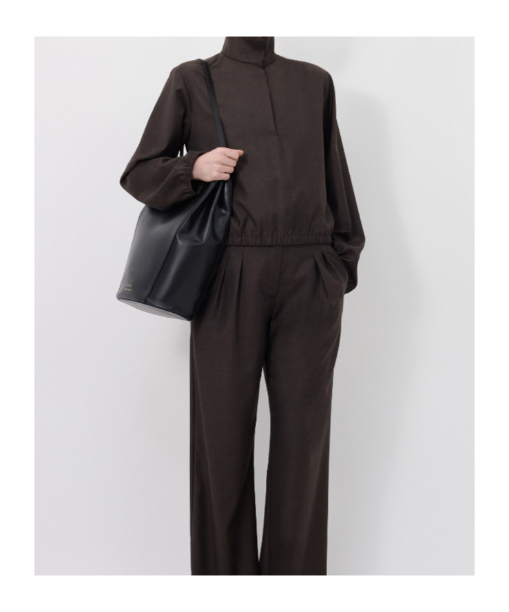 Loulou De Saison Zyla Stand Collar Blouse In Brown