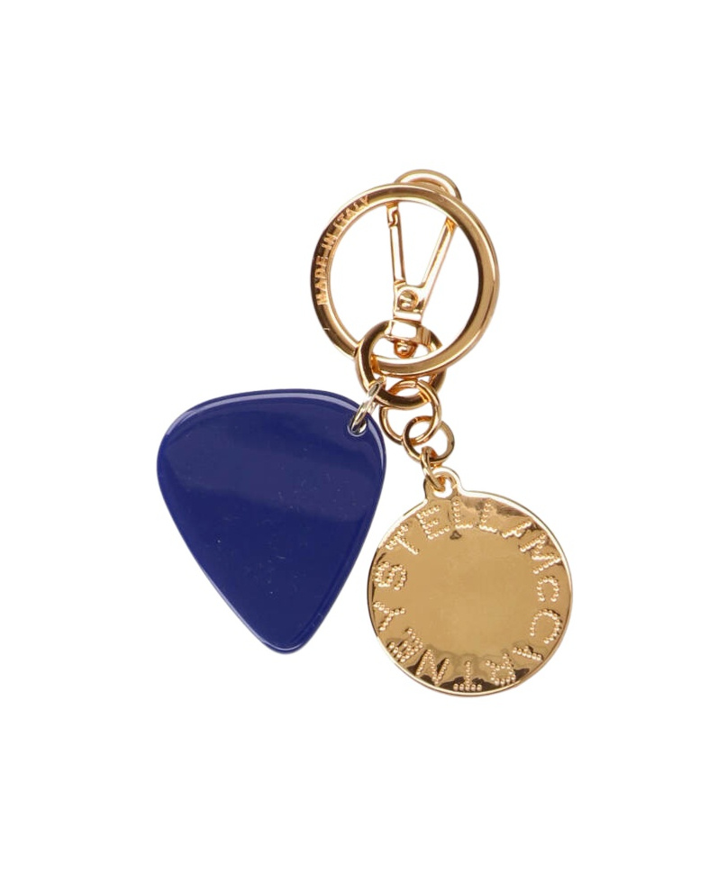 Stella Mccartney Logo Debossed Guitar Pick Bag Charm In Brown