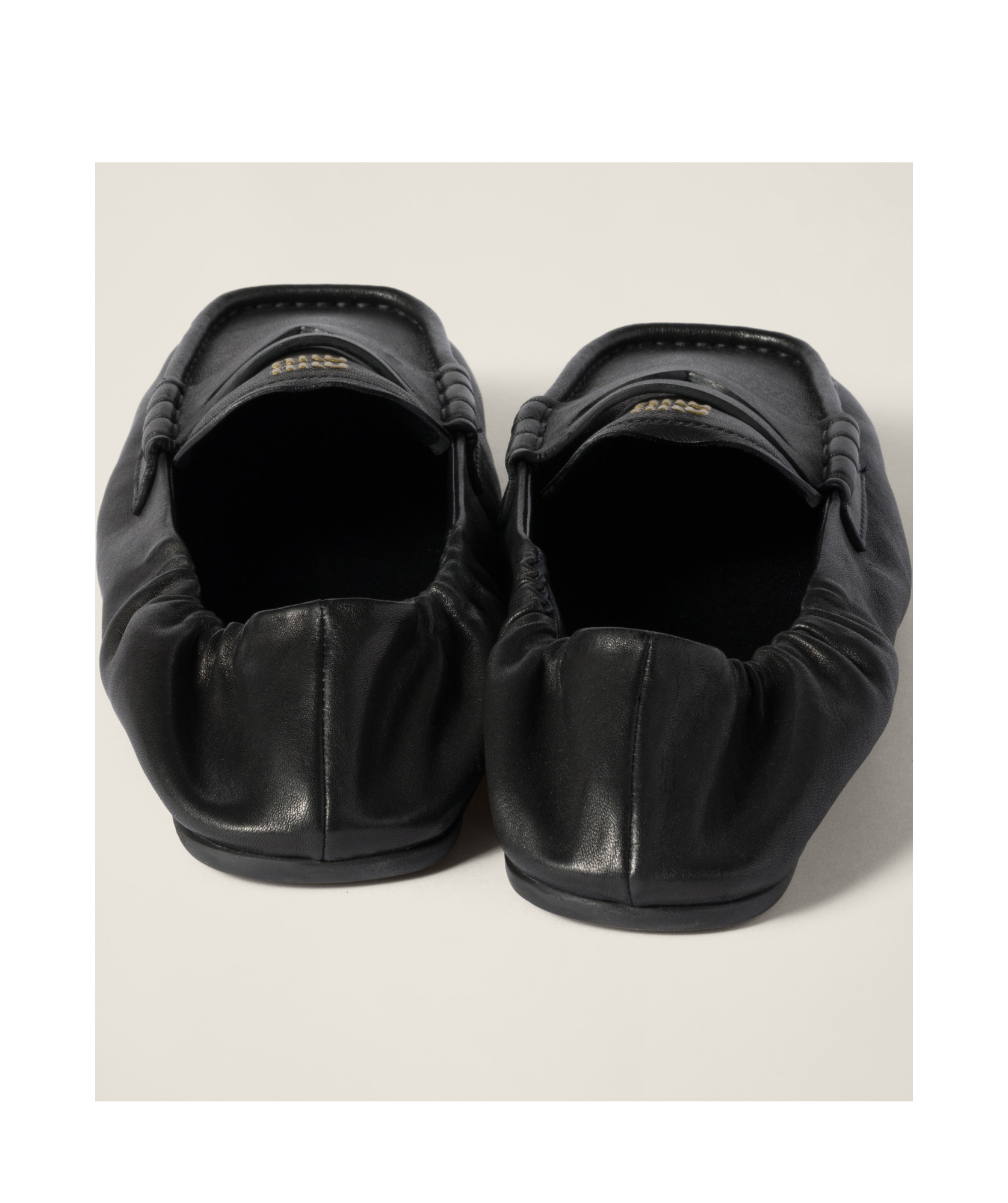 Miu Miu Women Logo Motif Leather Loafers In Black
