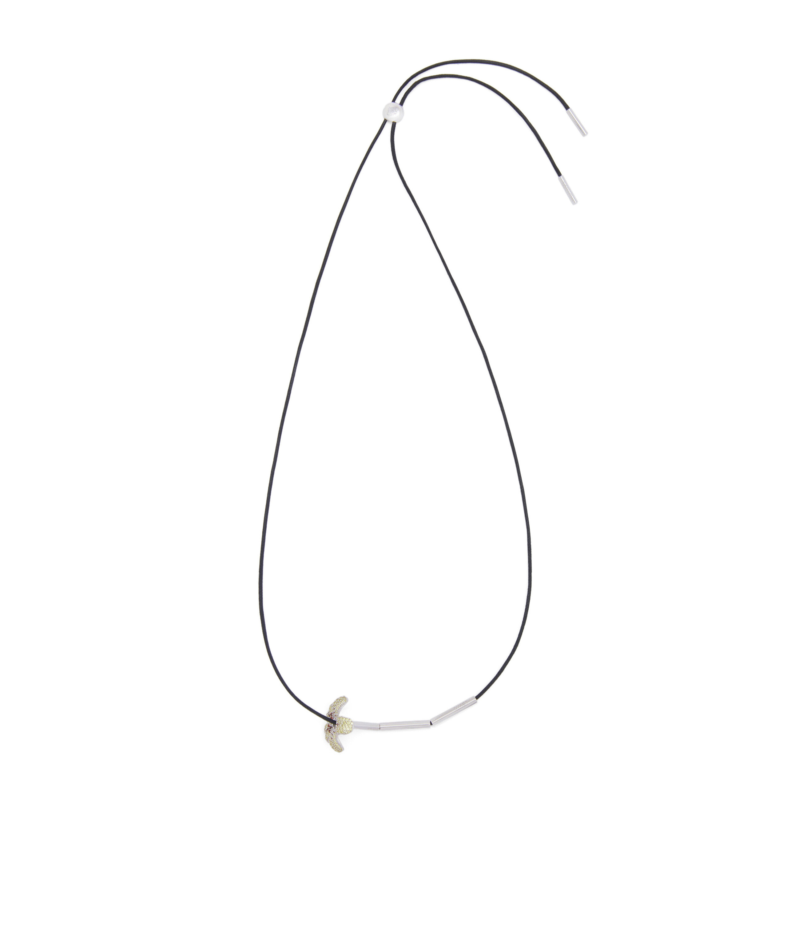 Loewe Flor Necklace In Sterling Silver And Crystals In Black
