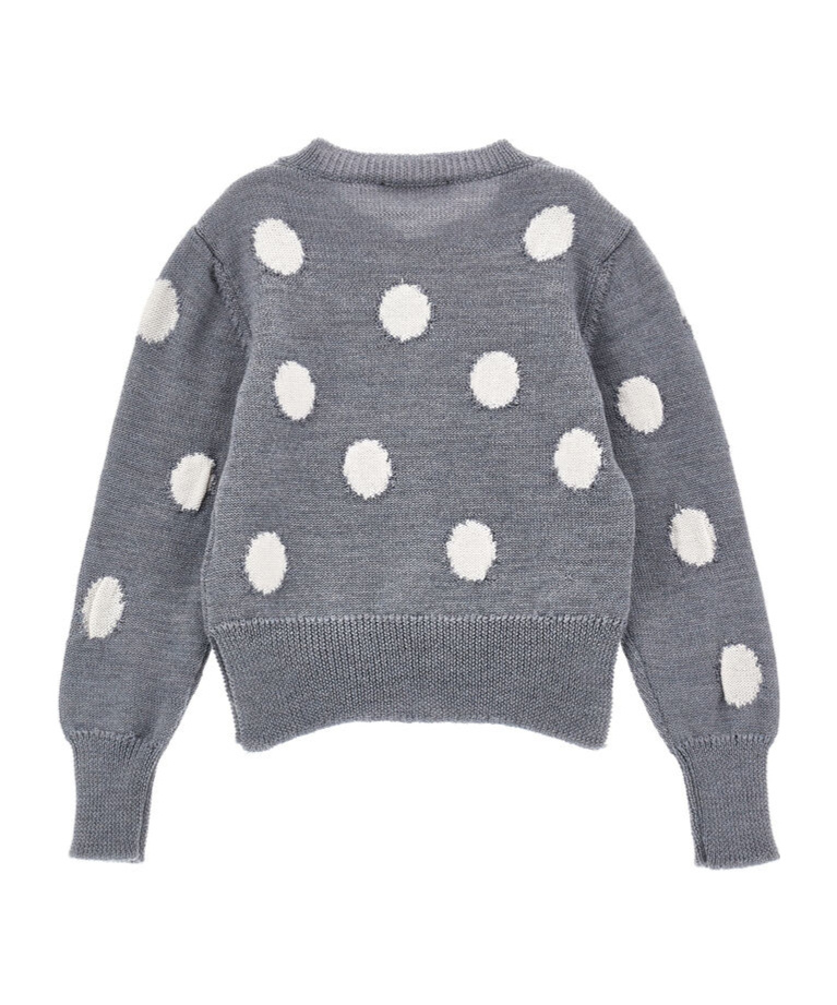 Monnalisa Polka-dot Wool Cardigan In Gray