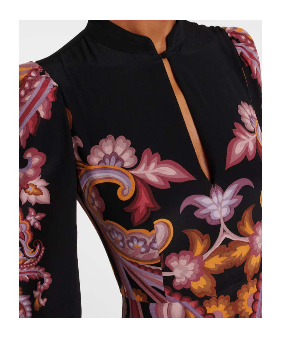 Etro Paisley Silk Midi Dress In Black