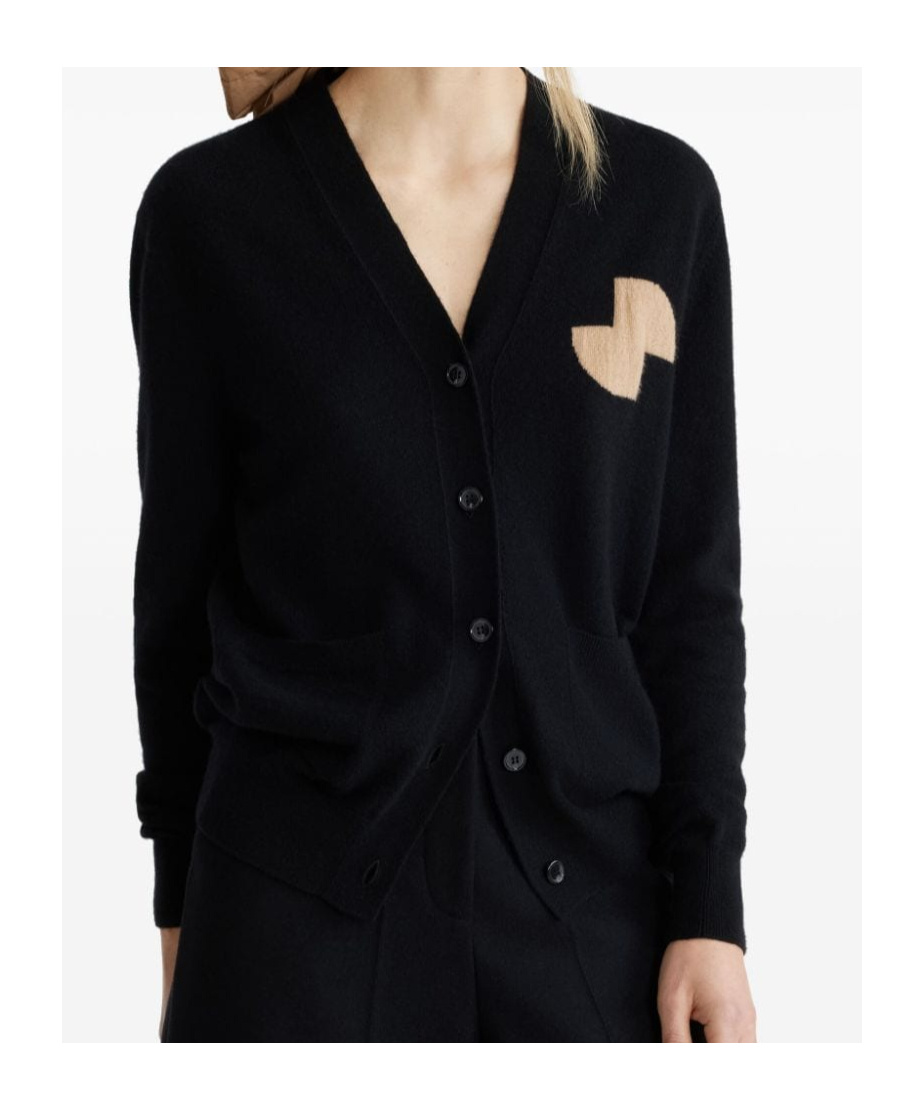 Patou Wool And Cashmere Embroidered Cardigan In Black