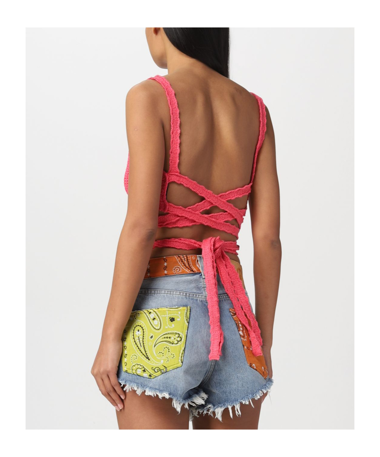 Alanui Pink Wool Palm Springs Top In Multicolor
