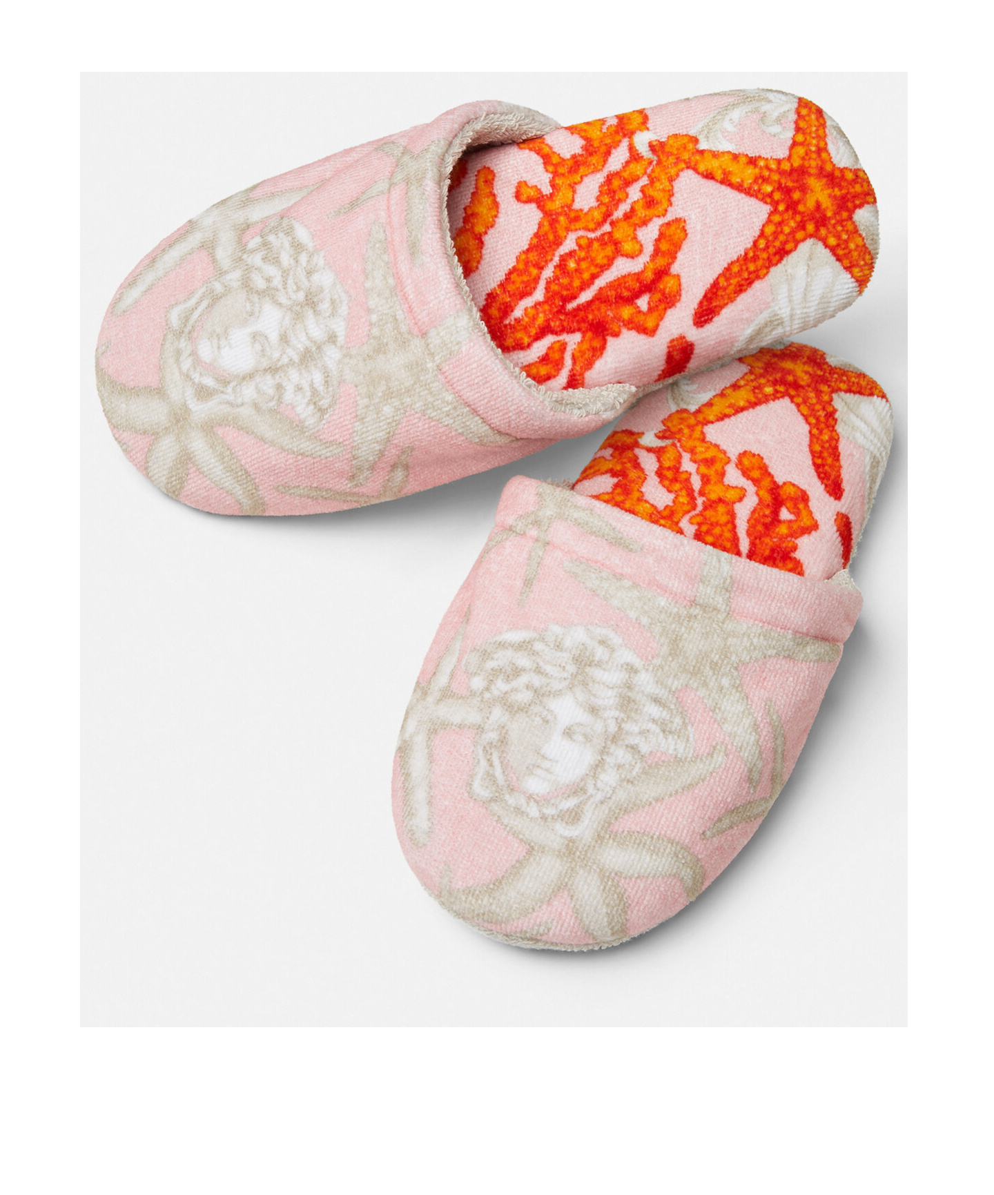 Versace Barocco De La Mer Round-toe Bath Slippers In Pink