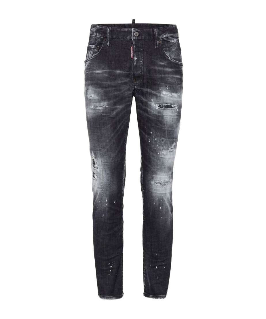 Dsquared2 Slim Fit Distressed Black Jeans With Edgy Detailing In Black