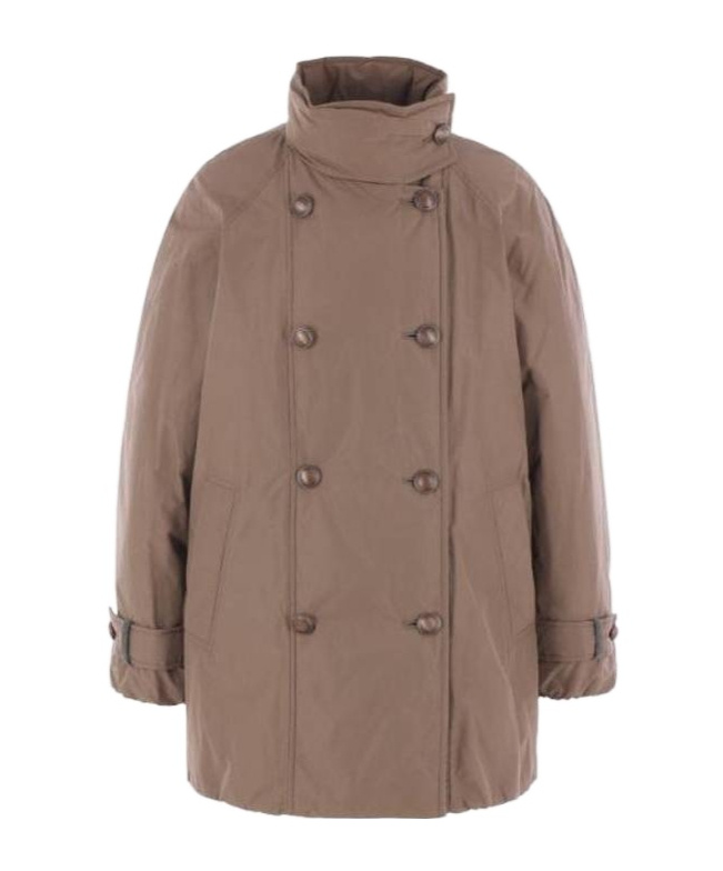 Brunello Cucinelli Short Button Detailing Down Jacket In Brown