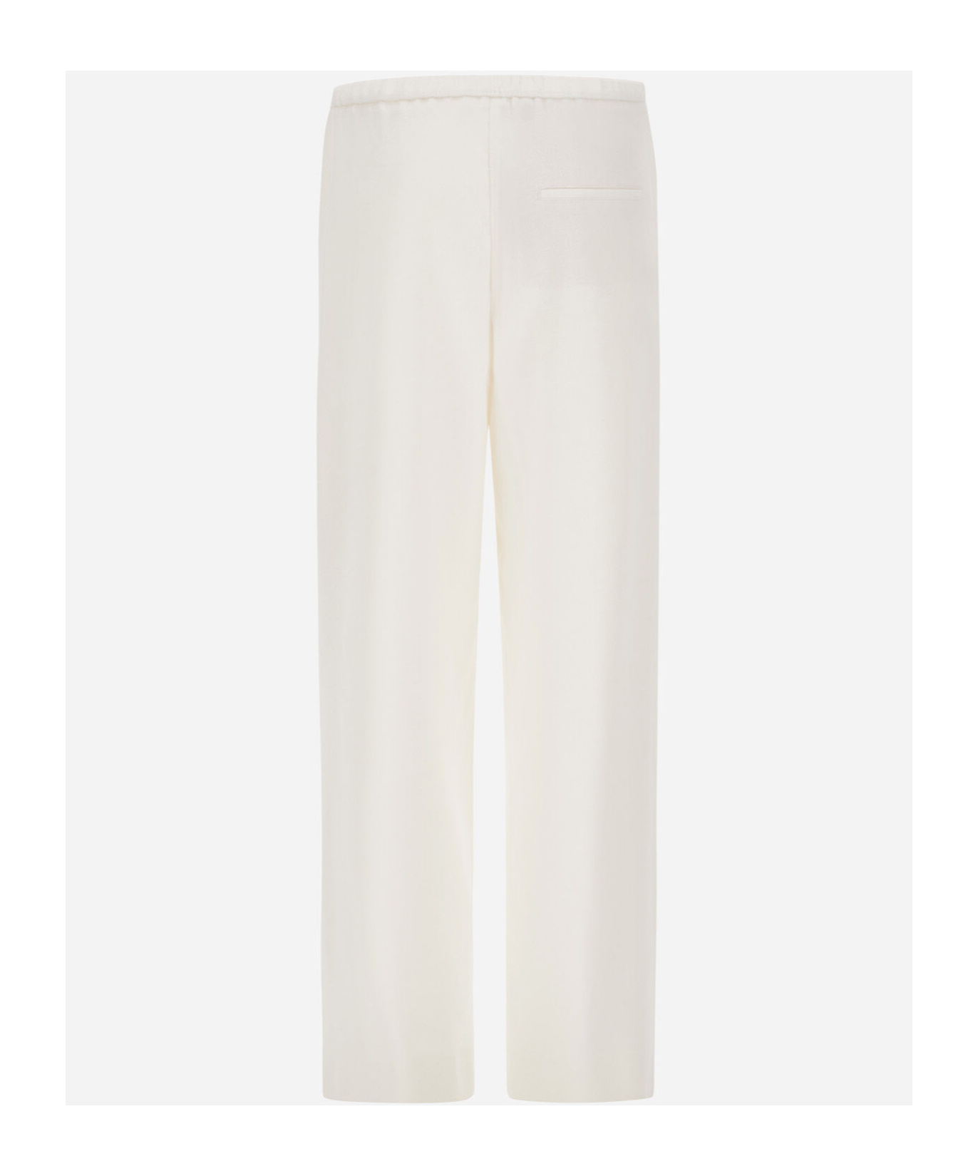 Herno Resort Trousers In Cotton Feel With Drawstring In White