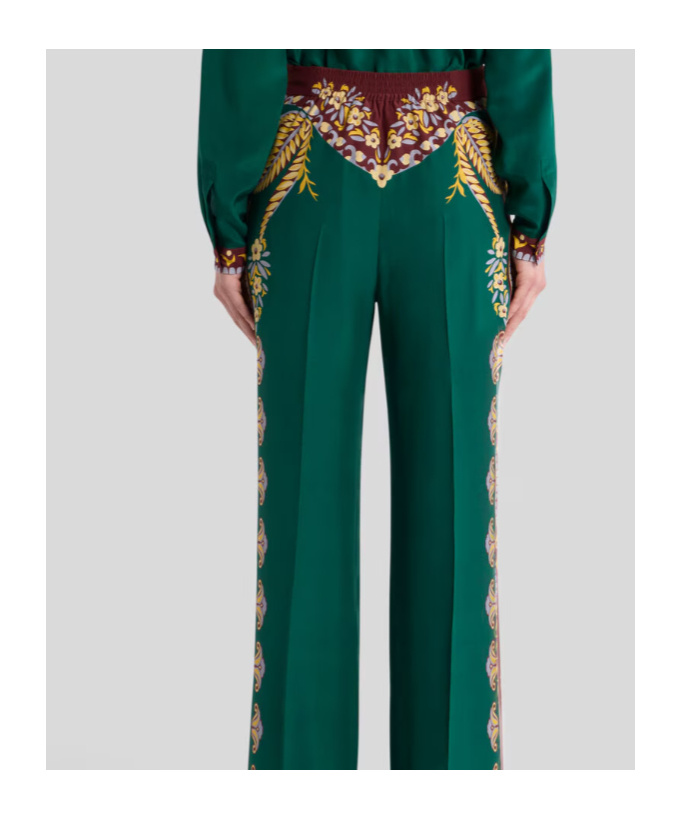 Etro Printed Trousers In Green