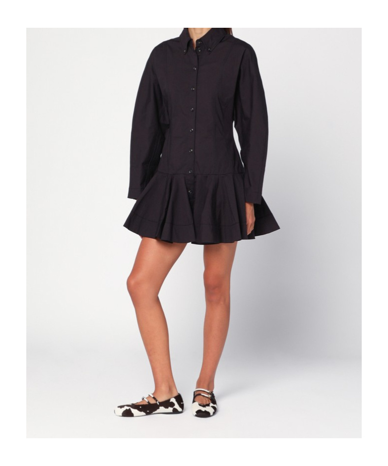 Ganni Women Short Chemisier Dress In Black