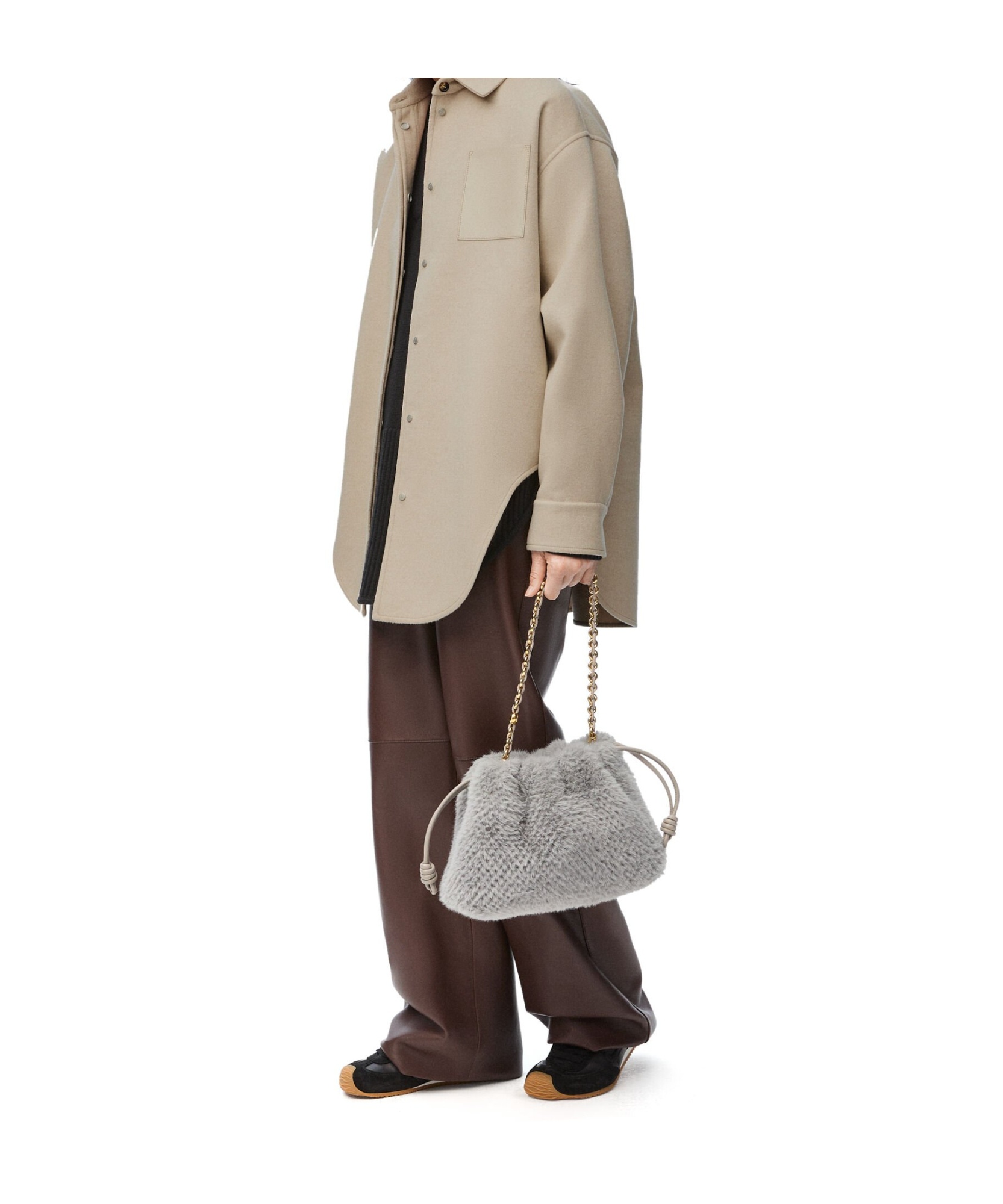 Loewe Wool Long-sleeved Casual Jacket In Nude