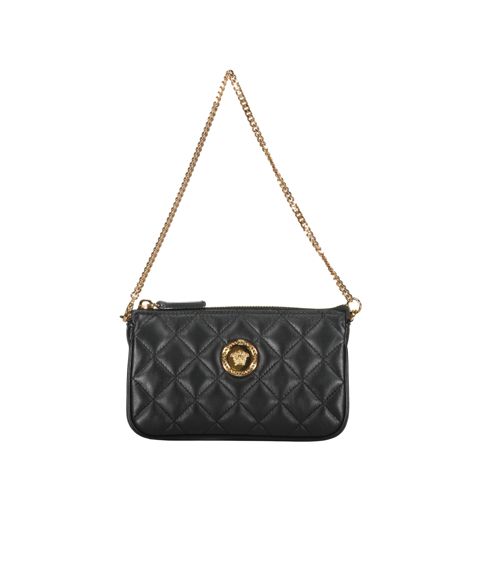 Versace Medusa Quilted Leather Pochette In Black