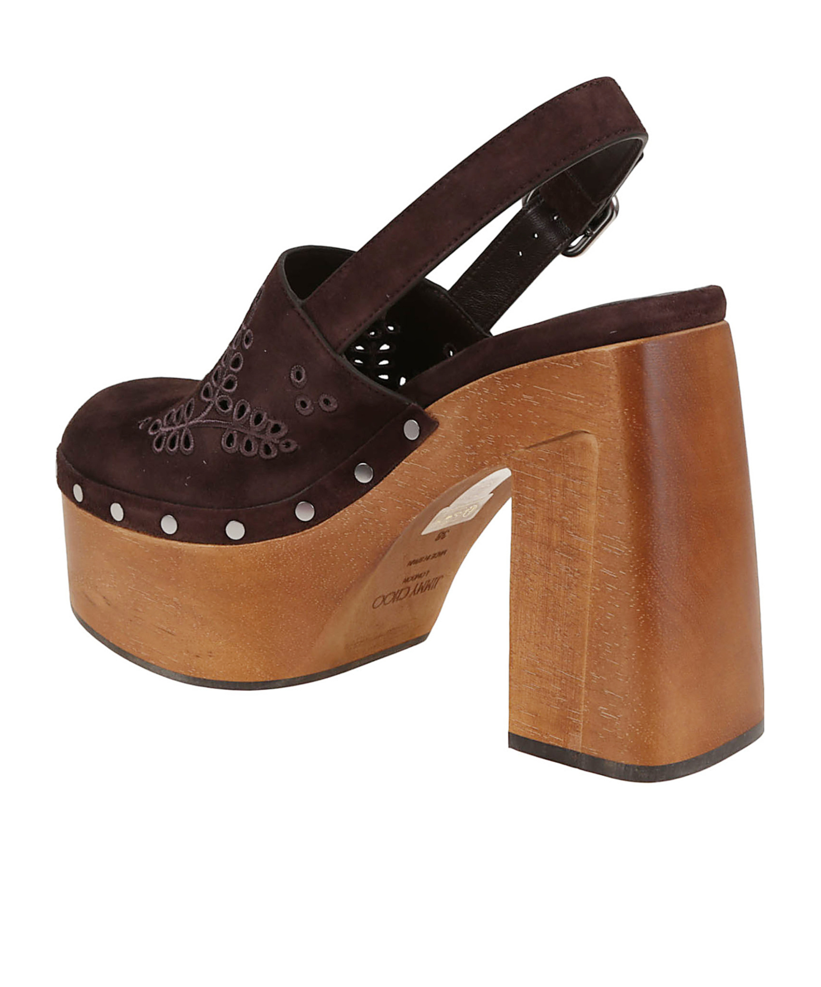 Jimmy Choo Alida Embroidered Suede Platform Clogs In Brown