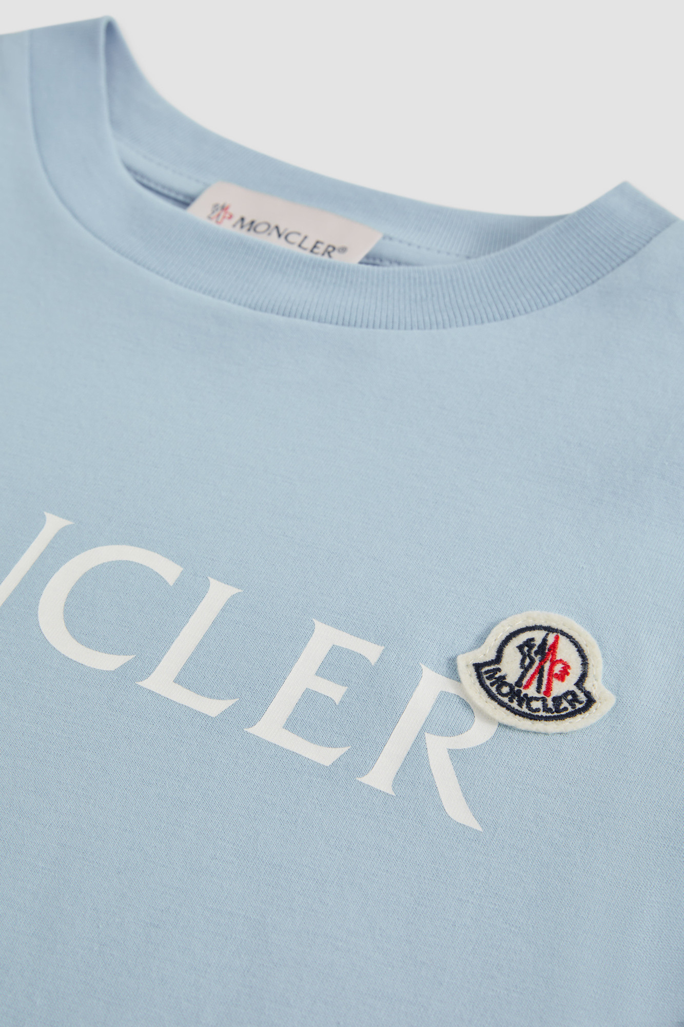 Moncler Logo Cotton T-shirt In Blue