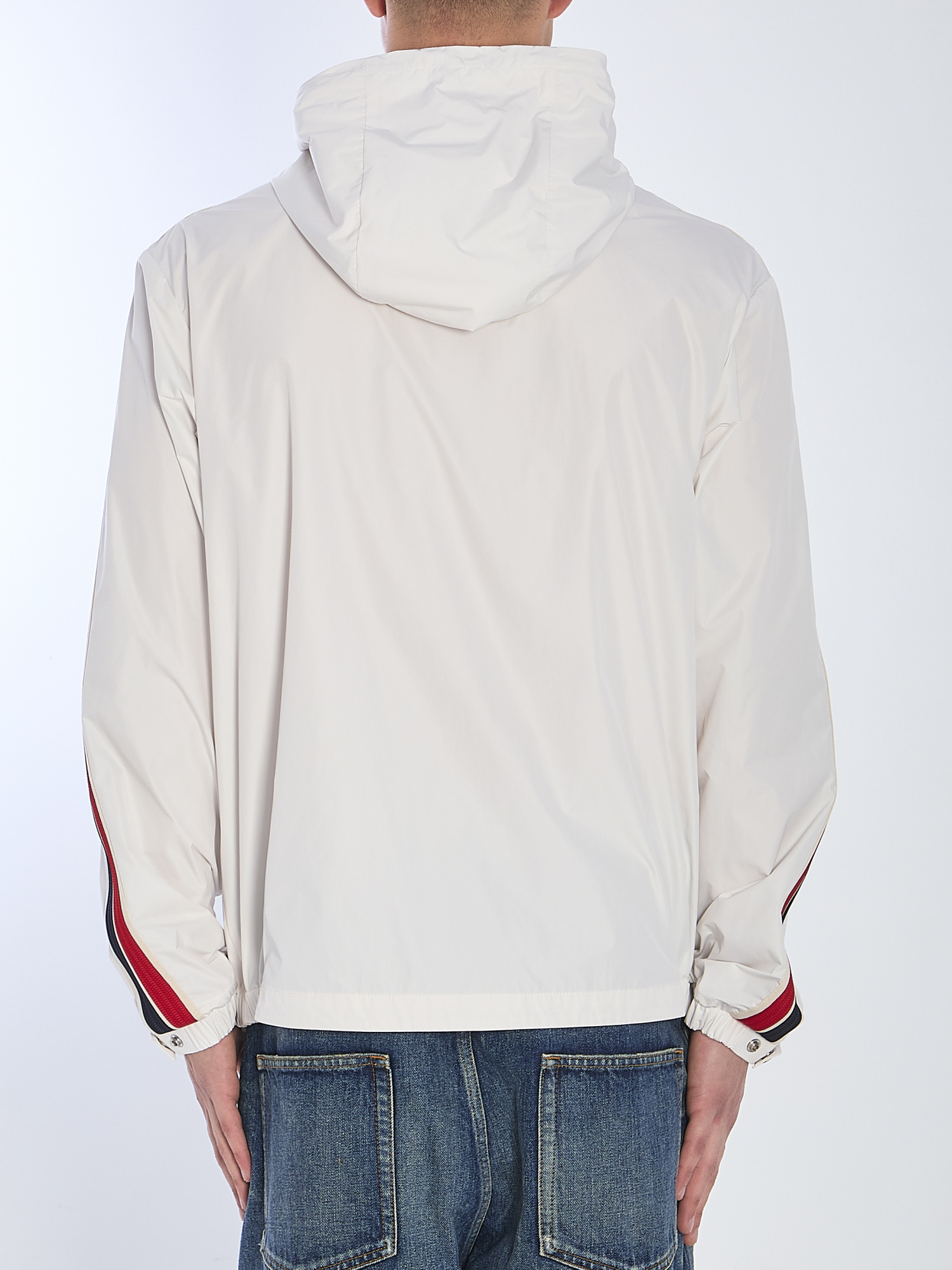Moncler Snap Button Cuffs Hooded Jacket In White