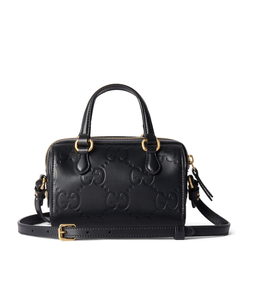 Gucci Mini Gg Leather Shoulder Bag In Black