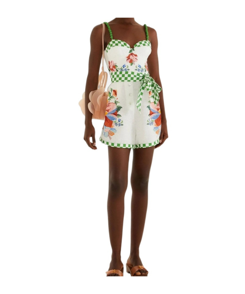Farm Rio Calm Breeze Floral-print Playsuit In White